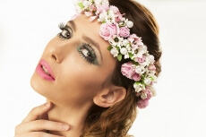 woman in wreath of flowers
