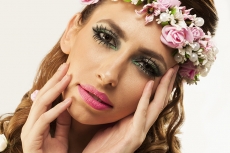woman in wreath of flowers