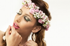woman in wreath of flowers