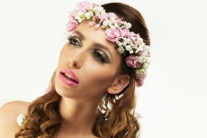 woman in wreath of flowers