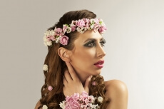 woman in wreath of flowers