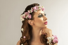 woman in wreath of flowers
