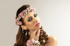 woman in wreath of flowers