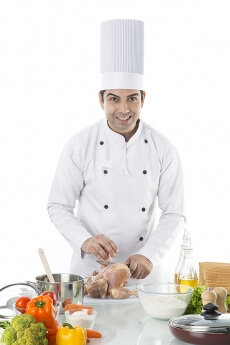 chef cooking chicken 