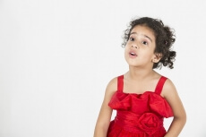girl wearing red dress 