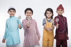 kids with candy
