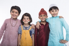 kids from different religions standing together 