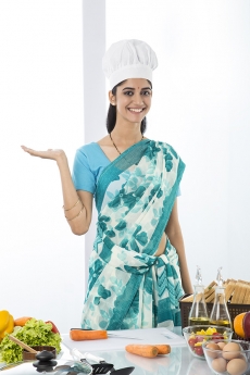 indian housewife gesturing 
