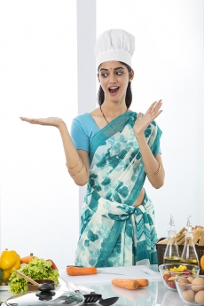 indian housewife gesturing 