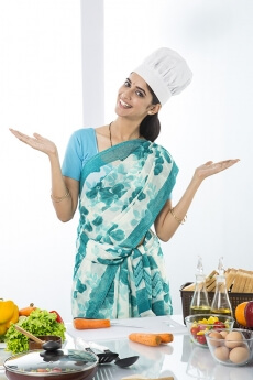 indian housewife gesturing