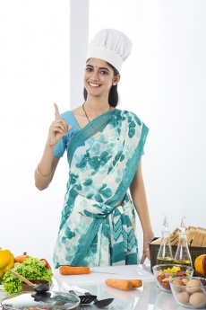 indian housewife gesturing 