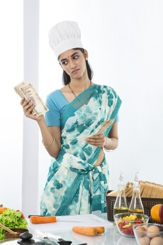 indian housewife with monthly allowance