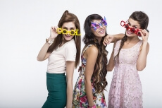 stylish girls wearing colourful sunglasses 
