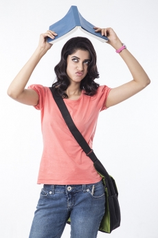 college girl preparing for exam