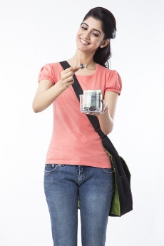 college girl saving pocket money