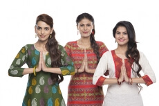 indian three women welcoming