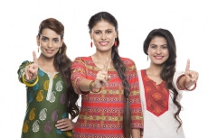 indian women posing happiness