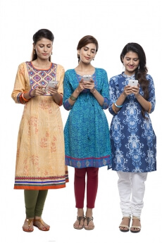 women texting on mobile phone
