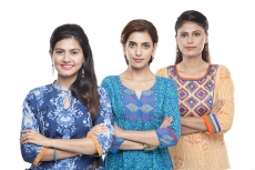 women posing happiness 