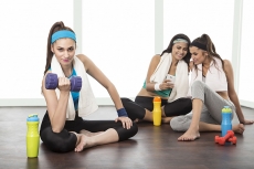 young girls exercising in gym