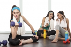 young girls exercising in gym