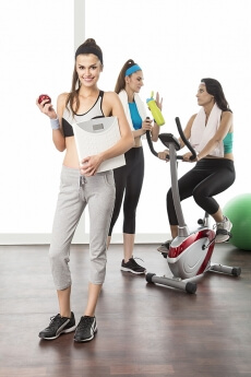 young girls exercising in gym