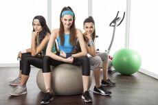 young girls exercising in gym