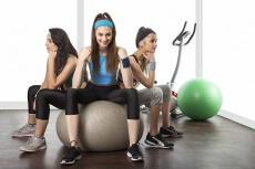 young girls exercising in gym