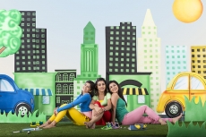 Girls sitting and posing